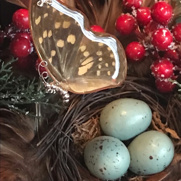 Sterling Silver Butterfly Wing incased in Resin Pendant (7 cm Total Length) - Picture 7 of 17